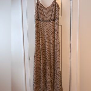 Adriana Papell Art Decor Elegant Beaded Evening Gown